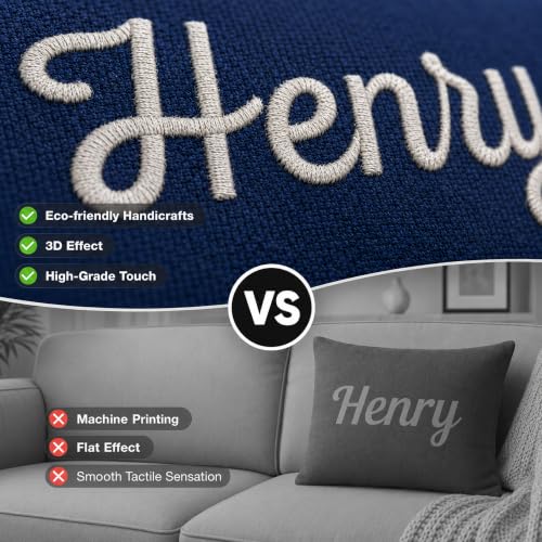 Dark Green Custom Embroidered Name Pillow - Personalized Decorative Throw Pillow for Bed, Couch, Kids & Adults
