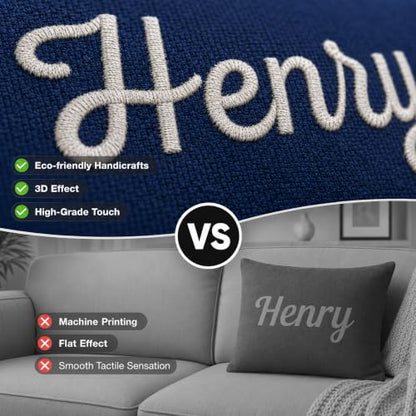 Dark Green Custom Embroidered Name Pillow - Personalized Decorative Throw Pillow for Bed, Couch, Kids & Adults
