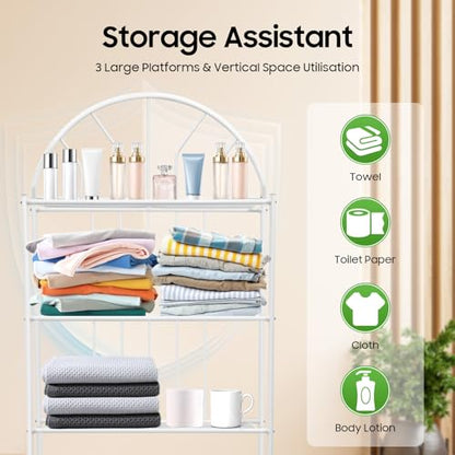Over-the-Toilet Storage Rack Stand Bathroom Organizer White