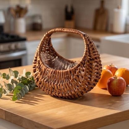Wedding Flower Basket with Handle - Handwoven Willow Rustic Decor