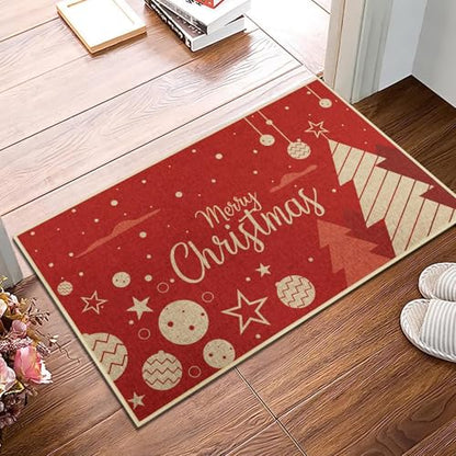 Christmas Welcome Door Rug 17x30 Inch Low-Profile Holiday Mat - Blessed