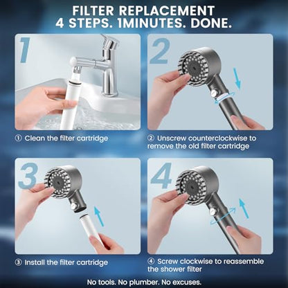 4 Pack Shower Filter Replacement for Feelso Shower Head - Water Purification System