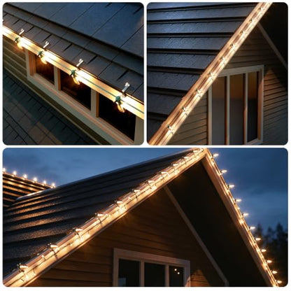 50 Metal Christmas Light Clips Silver for Roof, Gutter, Shingle, C9 Bulbs