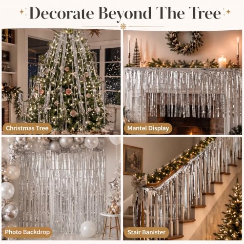 Silver Christmas Tree Tinsel Icicles Decor 20 x 40 Inches - Pack of 20