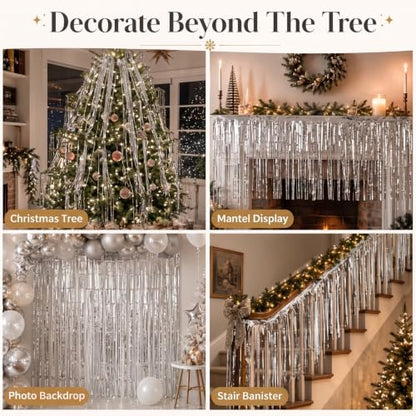 Silver Christmas Tree Tinsel Icicles Decor 20 x 40 Inches - Pack of 20