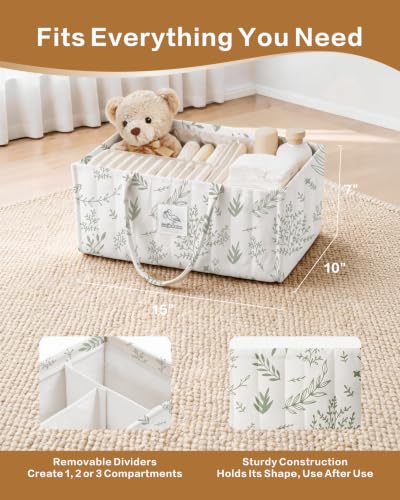 Diaper Caddy Organizer with Removable Dividers - Sage Sprigs Nursery Storage Basket