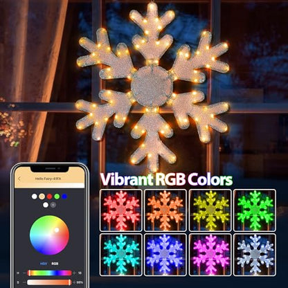 36 Inch Outdoor Smart Snowflake Christmas Lights App Control IP44 Waterproof
