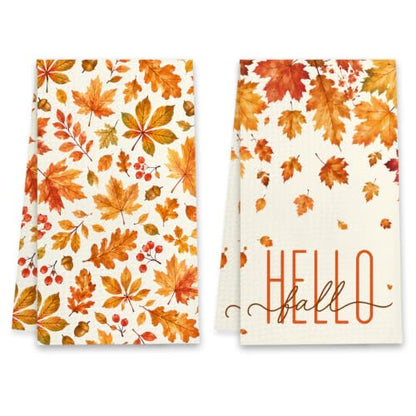 MUBIAO Set of 2 Fall Kitchen Towels - Hand Towels for Decor & Cleaning - 13.5×23.5 Inch - Towel2