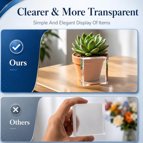 Clear Acrylic Display Cube Set - 8 Pack, 4 x 4 x 1 Inch Floating Art Stands