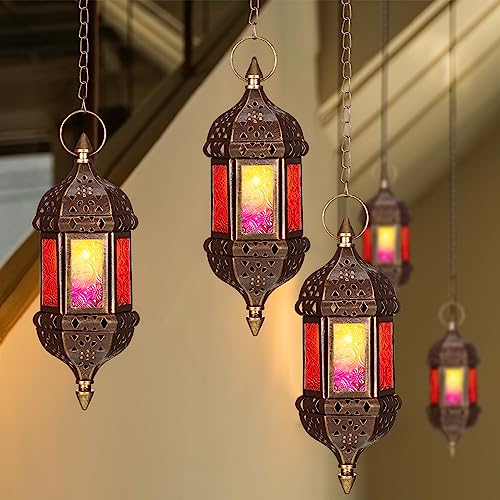 12 Pack Moroccan Hexagon Candle Lantern Holders Hanging Decor for Indoor Outdoor