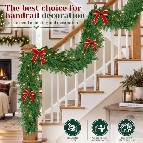 2-Pack 6FT Artificial Norfolk Pine Garland for Christmas Decor - Dense & Real Touch