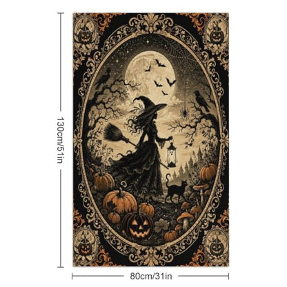 Halloween Witch Moonlight Pumpkin Oversized Beach Towel 51x31 Inch - Soft Quick Dry Bath & Pool Towel - Travel Gym Use