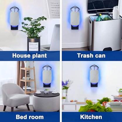 Indoor Flying Insect Trap with 2 Plugs & 6 Refills, UV Light Bug Catcher for Fruit Flies & Gnats - Quiet, Mess-Free