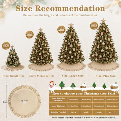 24 Inch Light Brown Burlap Christmas Tree Skirt Linen Mini Tree Mat Holiday Decor