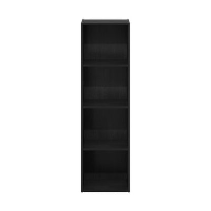 Furinno PASIR Book Shelf, 4-Tier Modern Bookshelf, Open Shelves Bookcase 9 x 12 x 42, Easy Assembly, for Living Room, Bedroom, Home Office, Blackwood