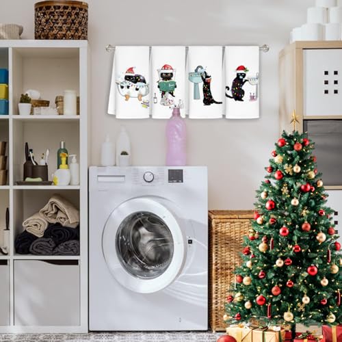 Variation of THIS listing: Merry Christmas Cat Towel Set – 4 Hand Towels 16x24 in, Cat Lovers Bathroom Decor