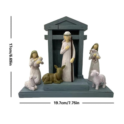 6pcs Christmas Nativity Scene Set - 7-Piece Full Display with Manger (Variation: 6pc Nativity Scene Set + Creche)