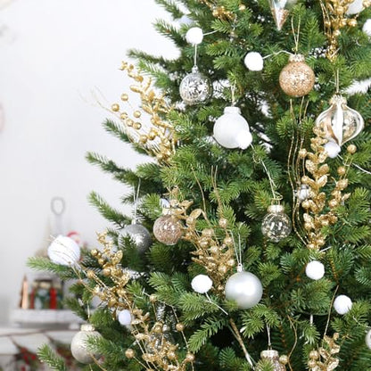Gold Christmas Glitter Twig Ornaments Set - 24 Pack Holiday Tree Decorations - Variation: Gold-a