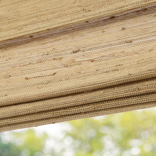 Natural Khaki Cordless Woven Wood Blinds - Blackout Bamboo Roman Shades
