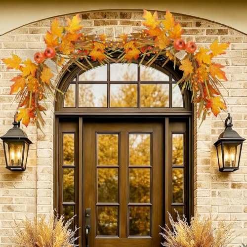 Autumn Fall Swag for Front Door - 33 inch Harvest Wreath Decor