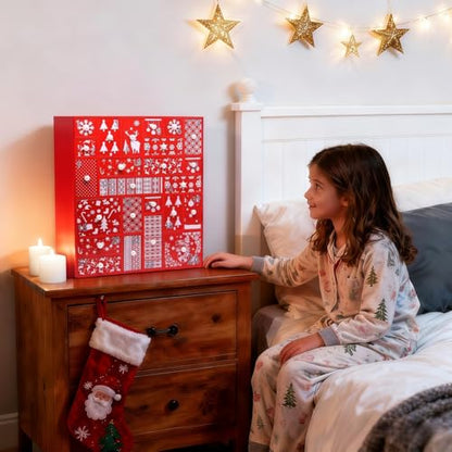 Refillable Wooden Advent Calendar with 24 Drawers - Christmas Countdown Decor