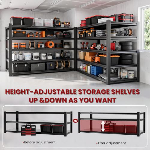 Heavy Duty Metal Garage Shelving Unit 5-Tier Adjustable Storage Rack - 5000 lbs Capacity
