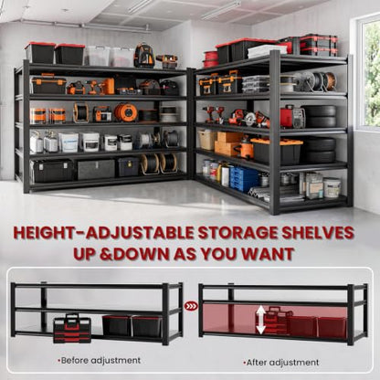 Heavy Duty Metal Garage Shelving Unit 5-Tier Adjustable Storage Rack - 5000 lbs Capacity