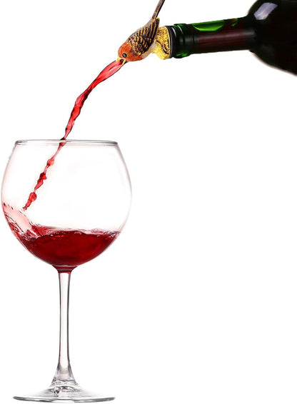 Wine Aerator Pourer, Enamel Glaze Colorful Bird Liqour Pourer with Bottle Stopper Retro Style Premium Stainless Steel Wine Pourer Bottle Pour Spout Stopper
