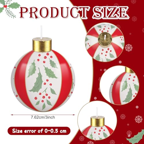 Christmas Rustic Holly Berries Ball Candles - 3 Inch Set of 4