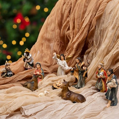 6 Pcs Nativity Scene Rustic Table Runner Xmas Decor - Desert Design