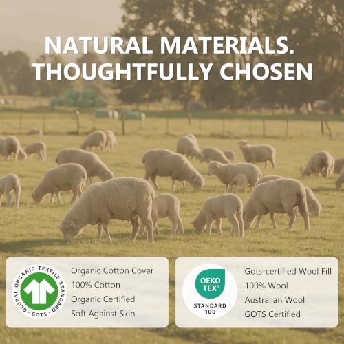 Natural Wool Pillow with Cotton Cover - Adjustable Support for Comfortable Sleep
