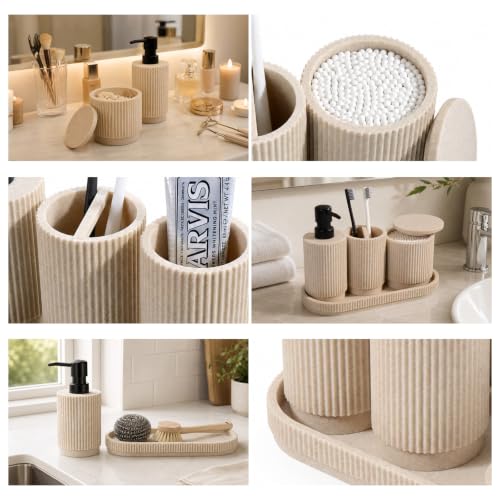 6-Piece Bathroom Accessories Set Resin Vanity Countertop Organizer