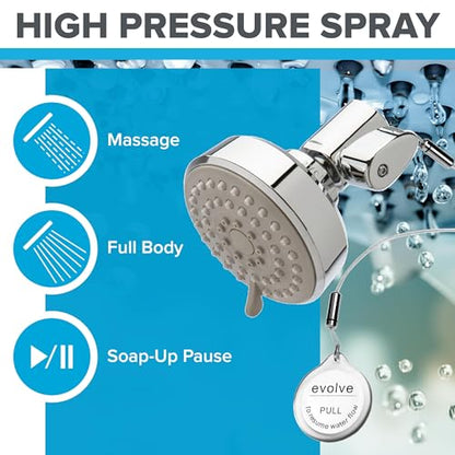 Multifunction Shower Head with Water & Energy Saving Technology - 3 Spray Modes