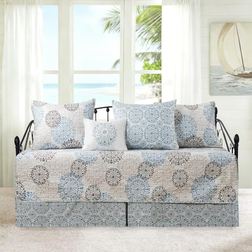 HESTIN Coastal Medallion Daybed Cover Set 75x39 Inches Blue Paisley - Reversible Bedding