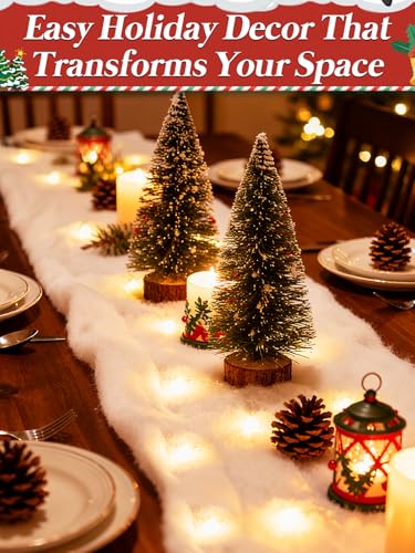 LED Fake Snow Blanket for Christmas Village Decor 63x17.7 inches