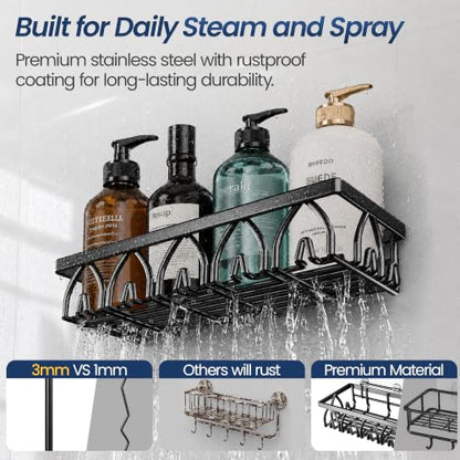 8 Pack Shower Caddy Set with 2 Towel Bars Bathroom Organizer No-Drill Adhesive Mount