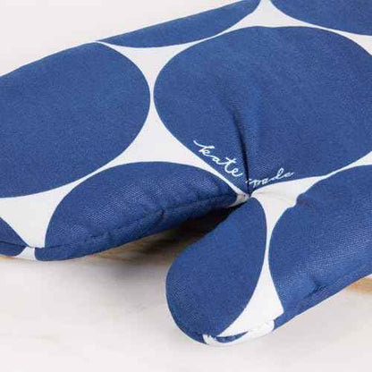 Kate Spade New York Joy Dot Oven Mitt & Pot Grabber 2-Pack Set, 7" x 13", 8" Round, Navy Blue/Cream