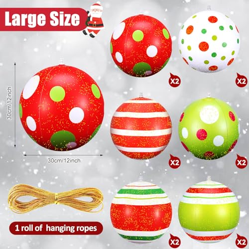 Multicolour 12-Inch Inflatable Christmas Ball Ornaments Outdoor Decorations - Small