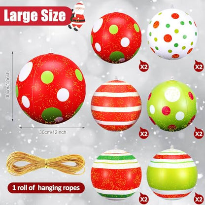 Multicolour 12-Inch Inflatable Christmas Ball Ornaments Outdoor Decorations - Small