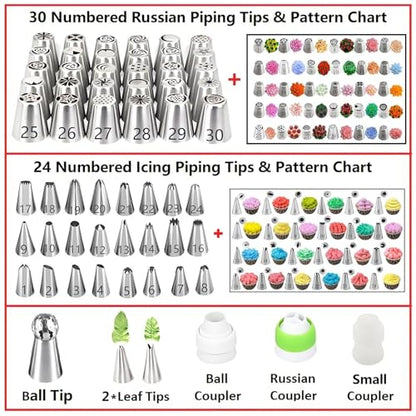 Russian Piping Tips Set 166 Pcs Baking Decorating Tools for Cakes