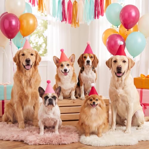 6 Pack Pink Mini Party Hats for Stuffed Animals & Small Pets
