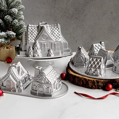 Nordic Ware Cozy Village Gingerbread House, 6 Cups, Silver