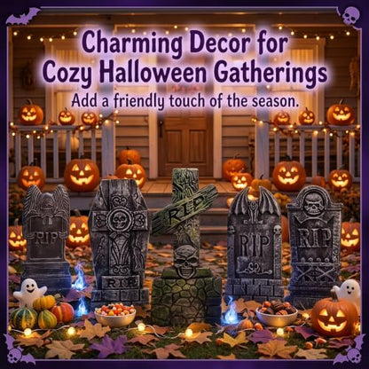 5 Pack Foam Tombstones Halloween Decor Outdoor Graveyard Stakes with RIP