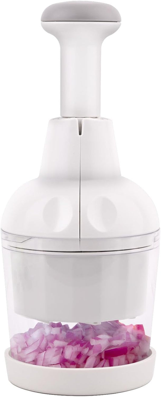 Skiennix Vegetable Chopper - Manual Food Cutter for Onion, Salad, Garlic & Nuts | Dishwasher Safe, White