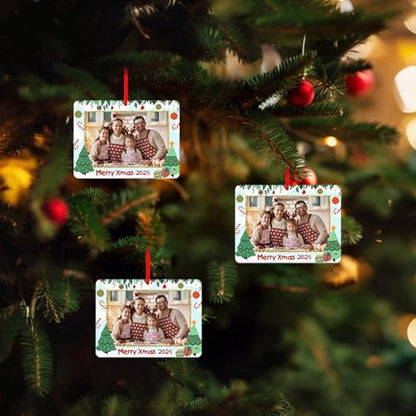 FaCraft Personalized Photo Frame Christmas Ornament A-White - Keepsake Xmas Gift