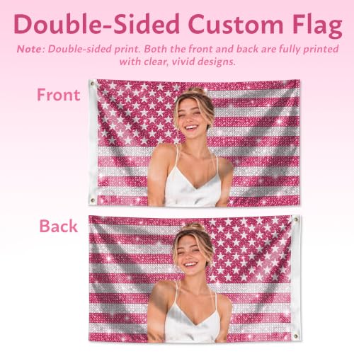 Custom Pink American Flag with Photo - Multiple Sizes, DS05 Variation