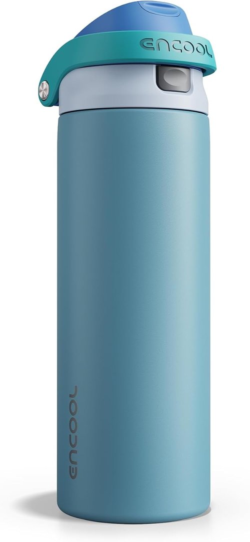 ENCOOL Insulated Water Bottle - Leakproof Dual-Sip Design for Work & Gym | Keeps Drinks Cold, 24 oz, Teal Blue