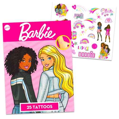 Barbie Backpack for Girls 4-6 - 16" School Bag Bundle With Water Bottle, Tattoos, and More