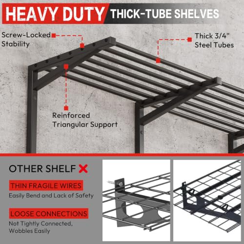 32-Inch Garage Wall Organizer with Shelves, Hooks & Heavy Duty Metal Storage
