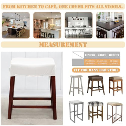 White Rectangular Stretchable Bar Stool Seat Cover Set of 4 - Backless Protector